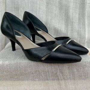 Alfani 'Corrin' Step N Flex Black Leather Heels 9.5M